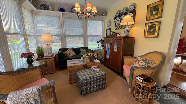 700 Valleyview Dr Unit 1, Albemarle, NC 28001 - living area featuring crown molding and a chandelier