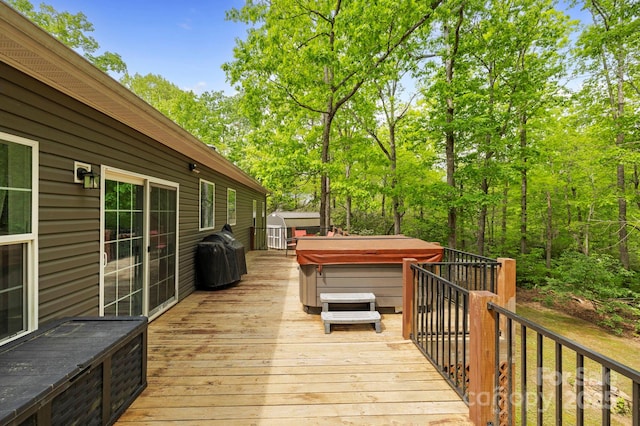 281 Crooked Creek Est, Old Fort, NC 28762 - deck with a hot tub and grilling area