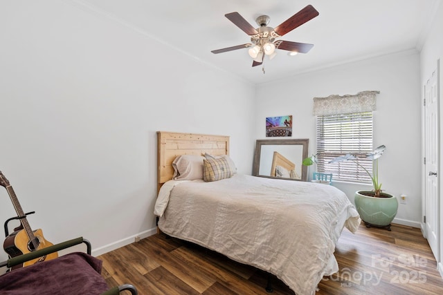 281 Crooked Creek Est, Old Fort, NC 28762 - bedroom featuring crown molding, wood finished floors, baseboards, and a ceiling fan