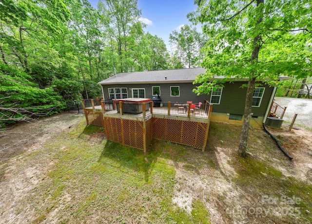 281 Crooked Creek Est, Old Fort, NC 28762 - rear view of house featuring a deck, central AC, and crawl space