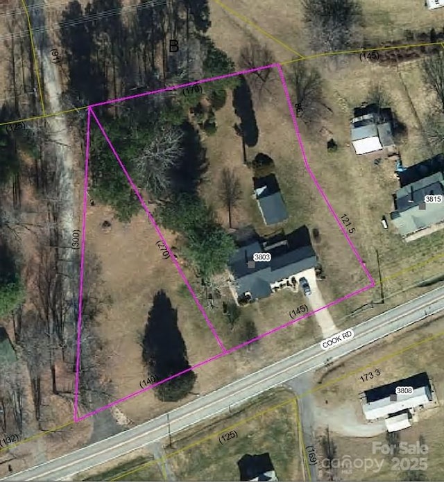 3803 Cook Rd, Valdese, NC 28690 - aerial overview of property's location with property boundaries highlighted