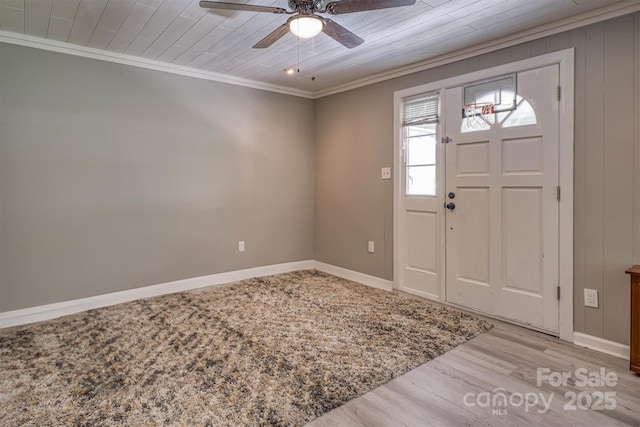 3803 Cook Rd, Valdese, NC 28690 - foyer entrance featuring ornamental molding, wood finished floors, ceiling fan, and wooden ceiling