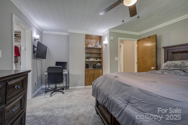 3803 Cook Rd, Valdese, NC 28690 - bedroom featuring light carpet, ornamental molding, an office area, and a ceiling fan