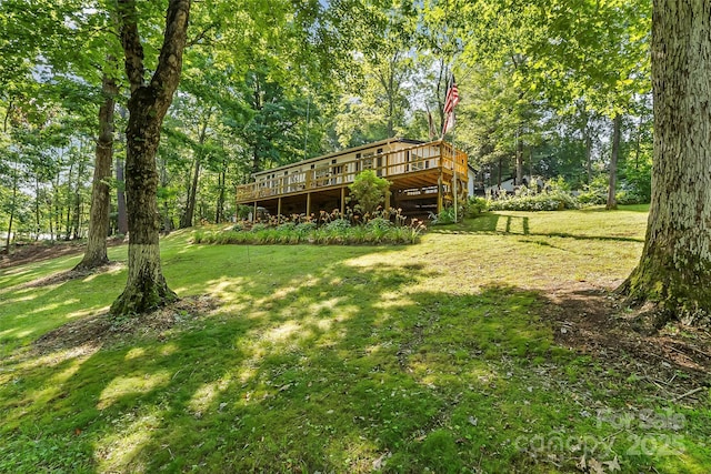 2496 Messer St, Valdese, NC 28690 - view of green lawn with a deck