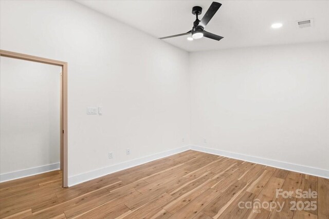 130 Valley Glen Dr, Troutman, NC 28166 - empty room featuring a ceiling fan, light wood-style floors, baseboards, and recessed lighting