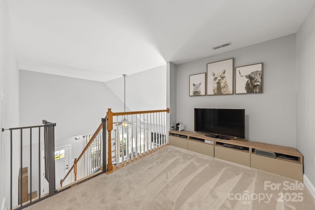 516 King St, Waxhaw, NC 28173 - sitting room featuring an upstairs landing, carpet, and lofted ceiling