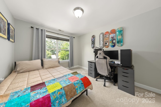 516 King St, Waxhaw, NC 28173 - bedroom with carpet floors, baseboards, and an office area