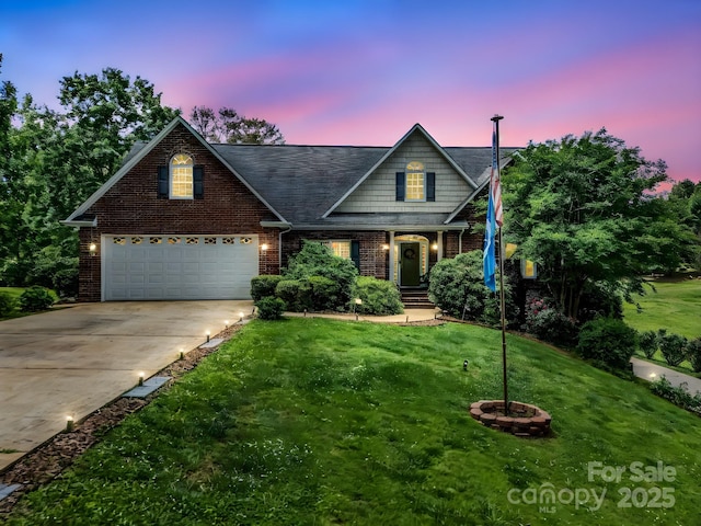 262 Woodridge Dr, Rutherfordton, NC 28139 - traditional-style home featuring brick siding, concrete driveway, a lawn, and a garage