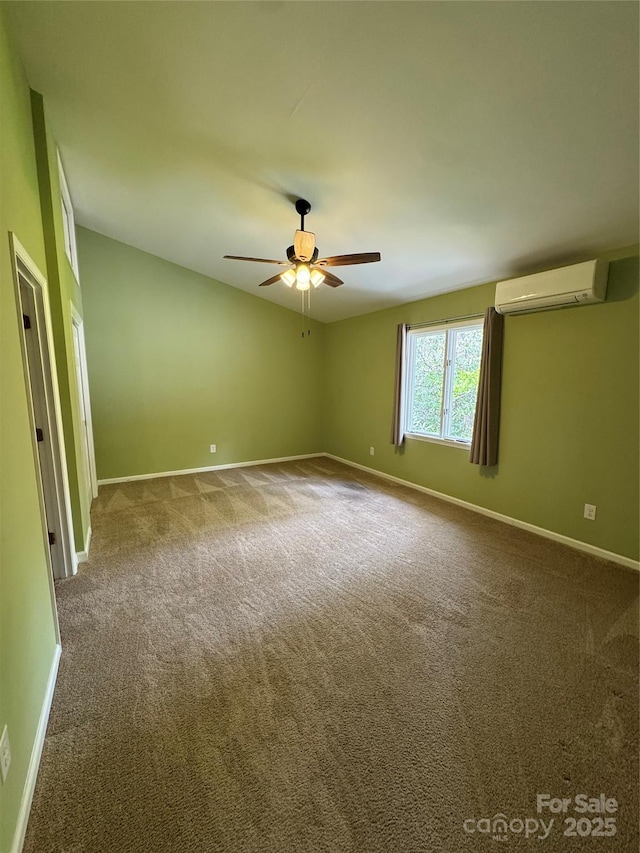 365 Trout Brook Loop, Newland, NC 28657 - spare room featuring a wall unit AC, carpet flooring, baseboards, and ceiling fan