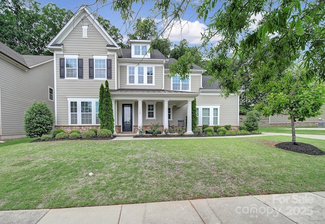 11216 Preservation Ln, Charlotte, NC 28278 - view of front facade with a porch and a front lawn