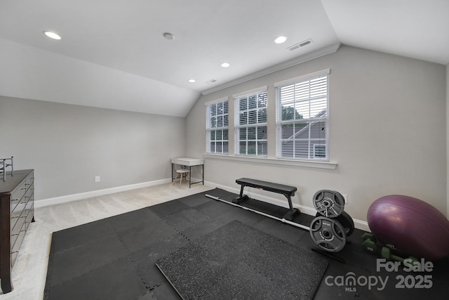 11216 Preservation Ln, Charlotte, NC 28278 - exercise area with vaulted ceiling and recessed lighting