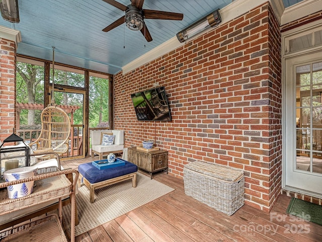 18419 Dembridge Dr, Davidson, NC 28036 - sunroom featuring a ceiling fan