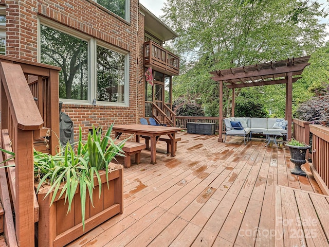 18419 Dembridge Dr, Davidson, NC 28036 - wooden terrace with an outdoor living space and a pergola