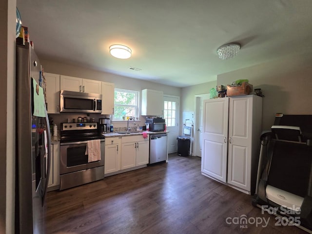 290 Greentree Dr, Rock Hill, SC 29730 - kitchen with appliances with stainless steel finishes, a sink, white cabinetry, and dark wood finished floors