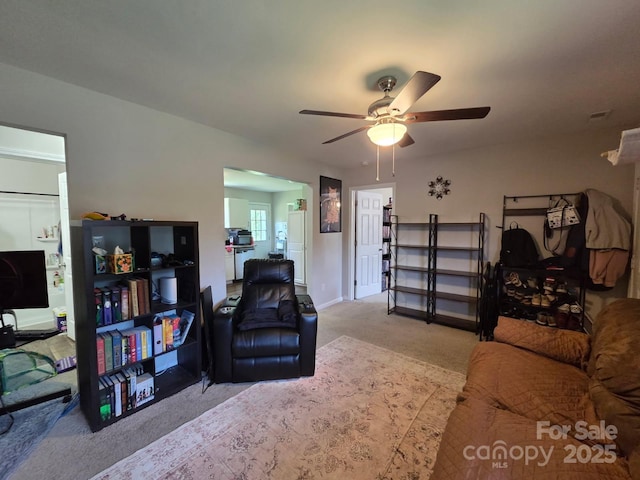 290 Greentree Dr, Rock Hill, SC 29730 - living room with carpet and a ceiling fan