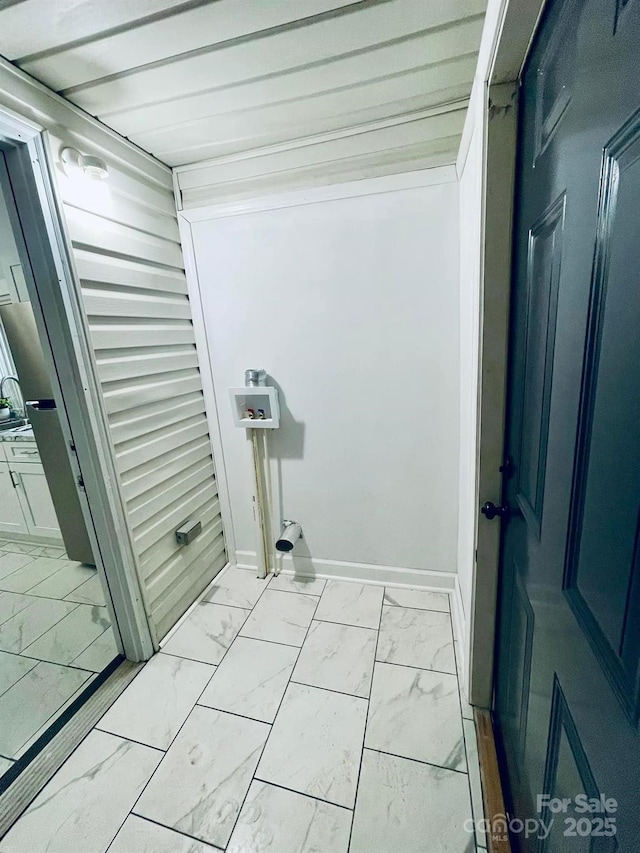 357 Huger St, Cheraw, SC 29520 - bathroom featuring marble look tiles and baseboards