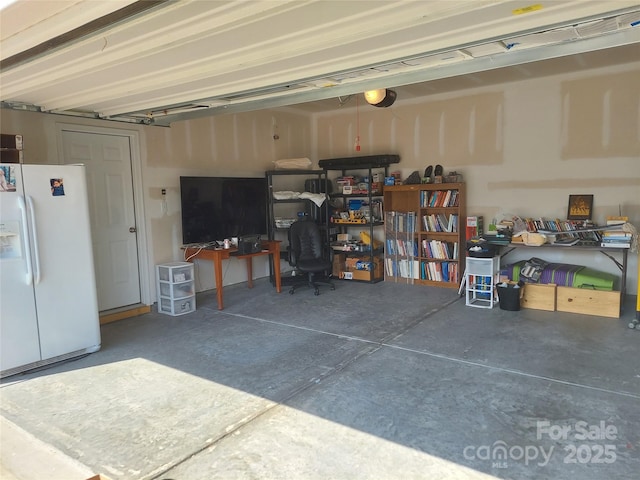 2061 Argentum Ave, Fort Mill, SC 29707 - garage with white fridge with ice dispenser and a desk