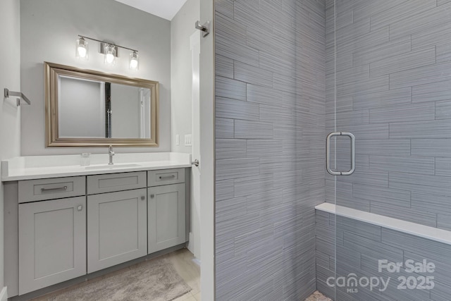 128 Saddle Ridge Dr, Alexander, NC 28701 - bathroom featuring a stall shower and vanity