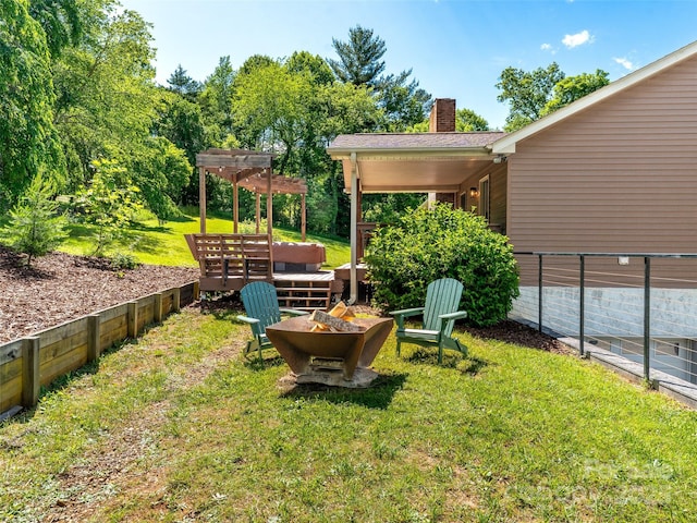 575 Upper Glady Fork Rd, Candler, NC 28715 - view of green lawn featuring a pergola and an outdoor fire pit