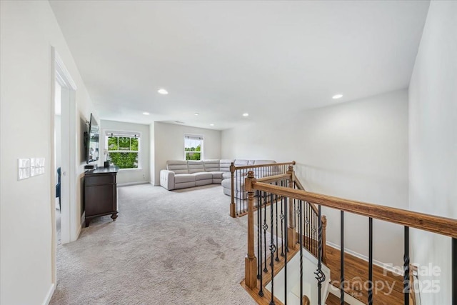 5366 Meadowcroft Way, Fort Mill, SC 29708 - corridor featuring an upstairs landing, recessed lighting, carpet floors, and baseboards