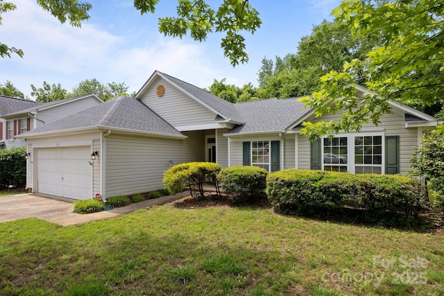 1321 Land Grant Rd, Charlotte, NC 28217 - ranch-style home featuring an attached garage, a front lawn, a shingled roof, and driveway