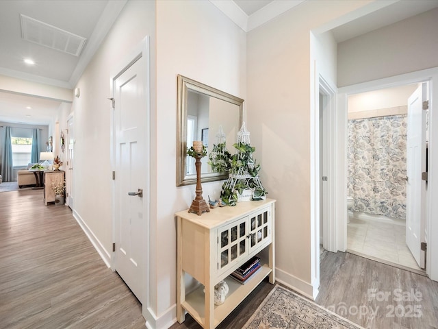1456 Augustus Beamon Dr, Indian Trail, NC 28079 - hall with wood finished floors, baseboards, and ornamental molding