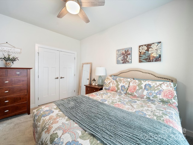 1456 Augustus Beamon Dr, Indian Trail, NC 28079 - carpeted bedroom featuring a closet, a ceiling fan, and baseboards