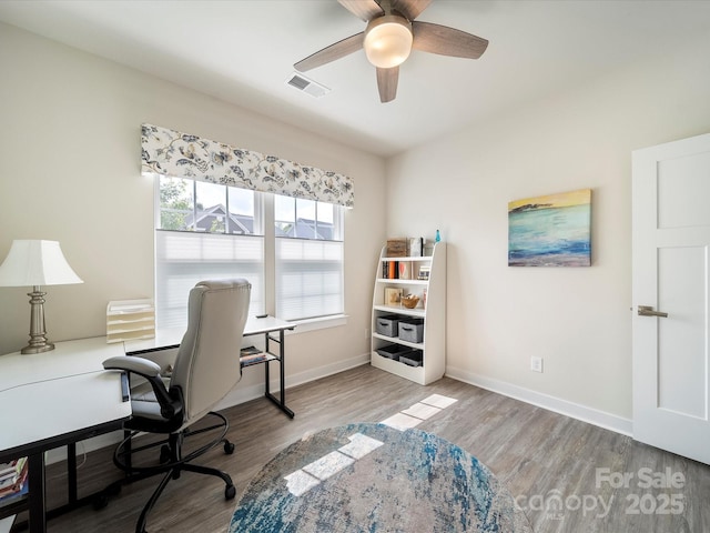 1456 Augustus Beamon Dr, Indian Trail, NC 28079 - office with ceiling fan, wood finished floors, and baseboards