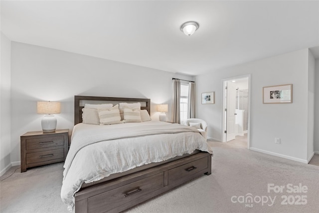 15630 Oleander Dr, Charlotte, NC 28278 - bedroom with light colored carpet, baseboards, and connected bathroom