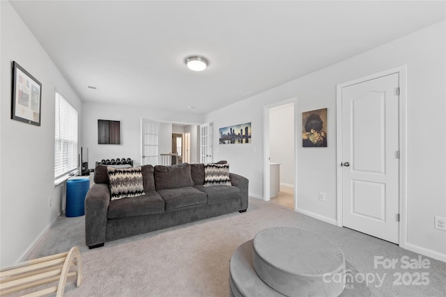 15630 Oleander Dr, Charlotte, NC 28278 - carpeted living room featuring baseboards and french doors