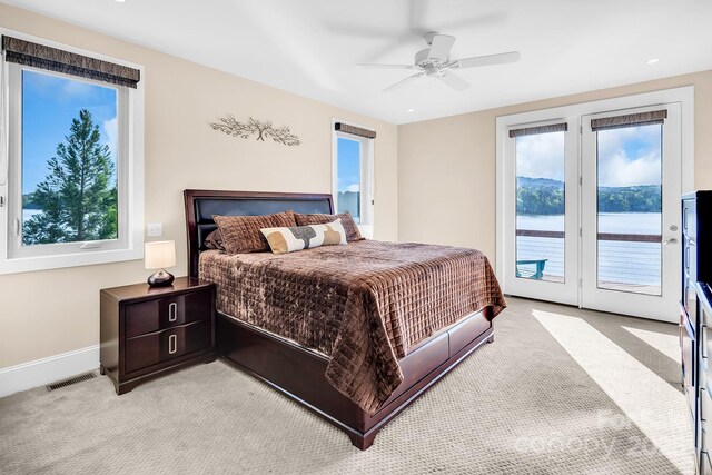 204 Ridge Dr Unit 12 12-1 12-2, Troy, NC 27371 - bedroom with multiple windows, access to exterior, light carpet, and baseboards