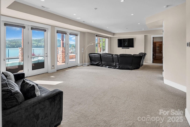 204 Ridge Dr Unit 12 12-1 12-2, Troy, NC 27371 - living room featuring carpet, baseboards, and recessed lighting