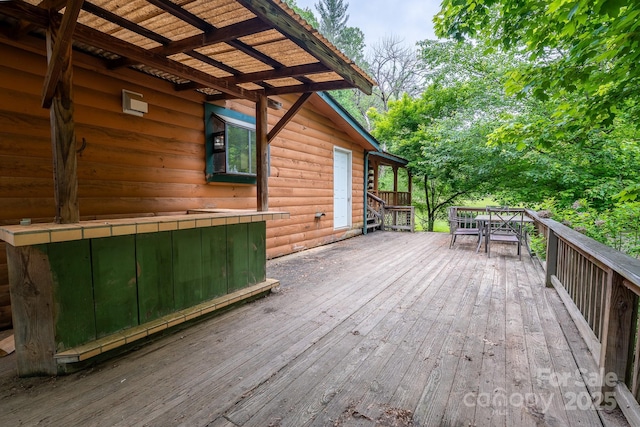 181 Settlers Ln, Waynesville, NC 28785 - wooden deck with outdoor dining area