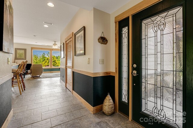 2912 Windswept Ridge Rd, Marshall, NC 28753 - foyer featuring baseboards, ceiling fan, and recessed lighting