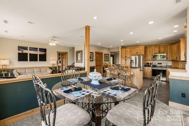 2912 Windswept Ridge Rd, Marshall, NC 28753 - dining area featuring recessed lighting and a ceiling fan
