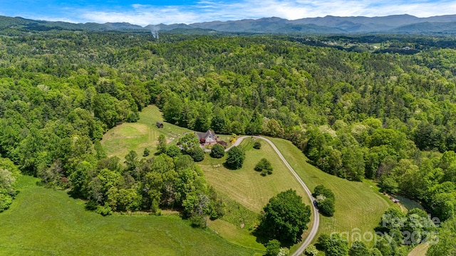 2912 Windswept Ridge Rd, Marshall, NC 28753 - aerial view of property's location with a heavily wooded area and a mountain backdrop