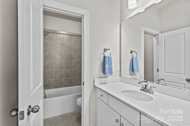 9750 Briarwick Ln, Charlotte, NC 28277 - full bath with vanity, toilet, tile patterned floors, and shower / tub combination