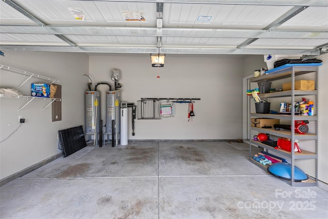 9750 Briarwick Ln, Charlotte, NC 28277 - garage with electric water heater and baseboards