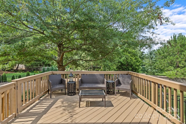9750 Briarwick Ln, Charlotte, NC 28277 - wooden terrace with outdoor lounge area
