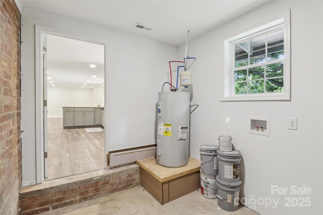 utility room with electric water heater