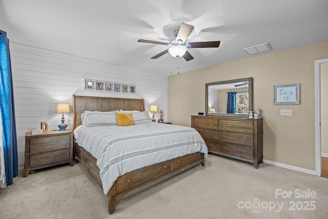 6119 Castlecove Rd, Charlotte, NC 28278 - bedroom with light carpet, ceiling fan, and baseboards
