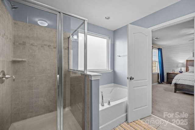 6119 Castlecove Rd, Charlotte, NC 28278 - ensuite bathroom with healthy amount of natural light, a bath, and a shower stall