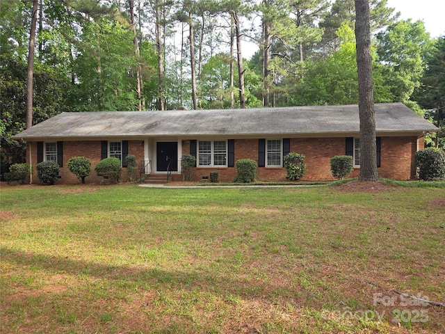 3316 Mckee Rd, Charlotte, NC 28270 - ranch-style home with a front lawn, brick siding, and a shingled roof