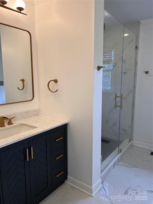 1351 Hardin Rd, Dallas, NC 28034 - full bath featuring marble look tiles, baseboards, and a marble finish shower