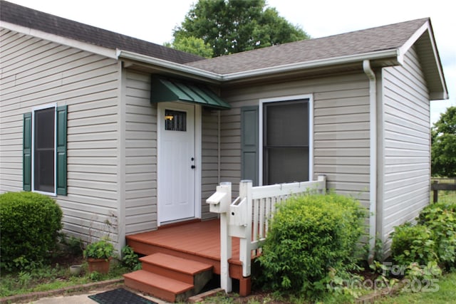 1351 Hardin Rd, Dallas, NC 28034 - entrance to property with a deck and roof with shingles