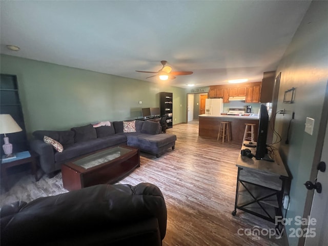 1351 Hardin Rd, Dallas, NC 28034 - living room with wood finished floors and a ceiling fan