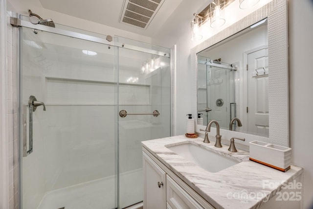 2702 Oxborough Dr, Matthews, NC 28105 - bathroom with a shower stall and vanity