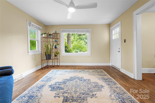 108 Greenwood Ave, Belmont, NC 28012 - foyer entrance with wood finished floors, baseboards, and a ceiling fan