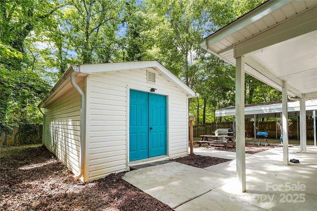 108 Greenwood Ave, Belmont, NC 28012 - view of shed featuring a fenced backyard