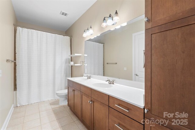 5425 Closeburn Rd Unit 208, Charlotte, NC 28210 - bathroom with toilet, tile patterned floors, and double vanity